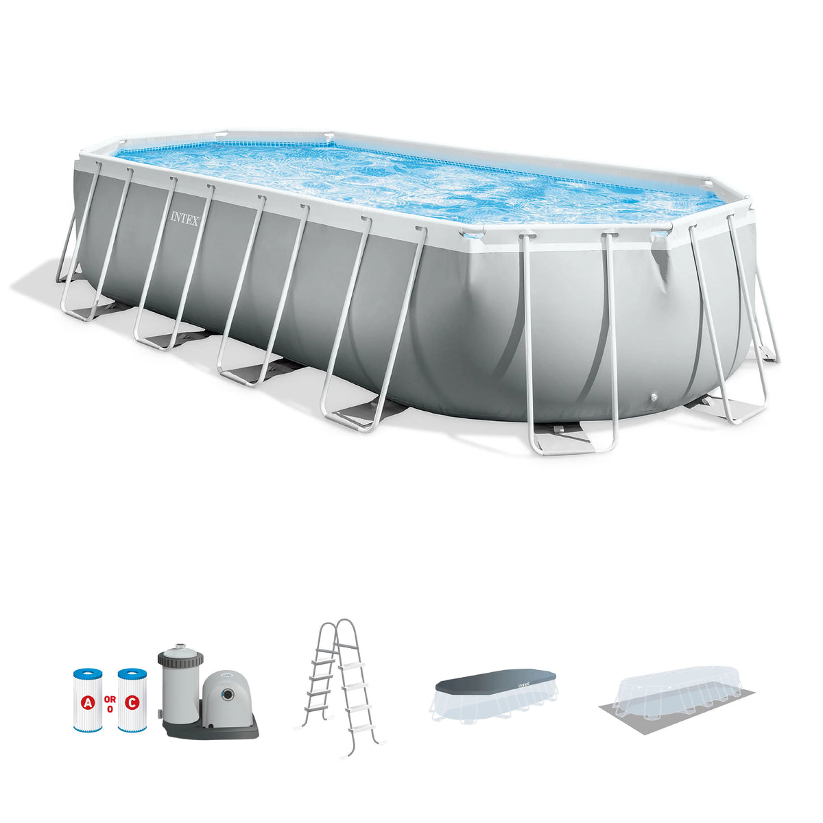 16.5ft x 9ft x 48in Oval Above Ground Pool Set with Pump W3058