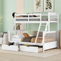 White Full Solid Wood Bed with Drawers and Ladders A64966
