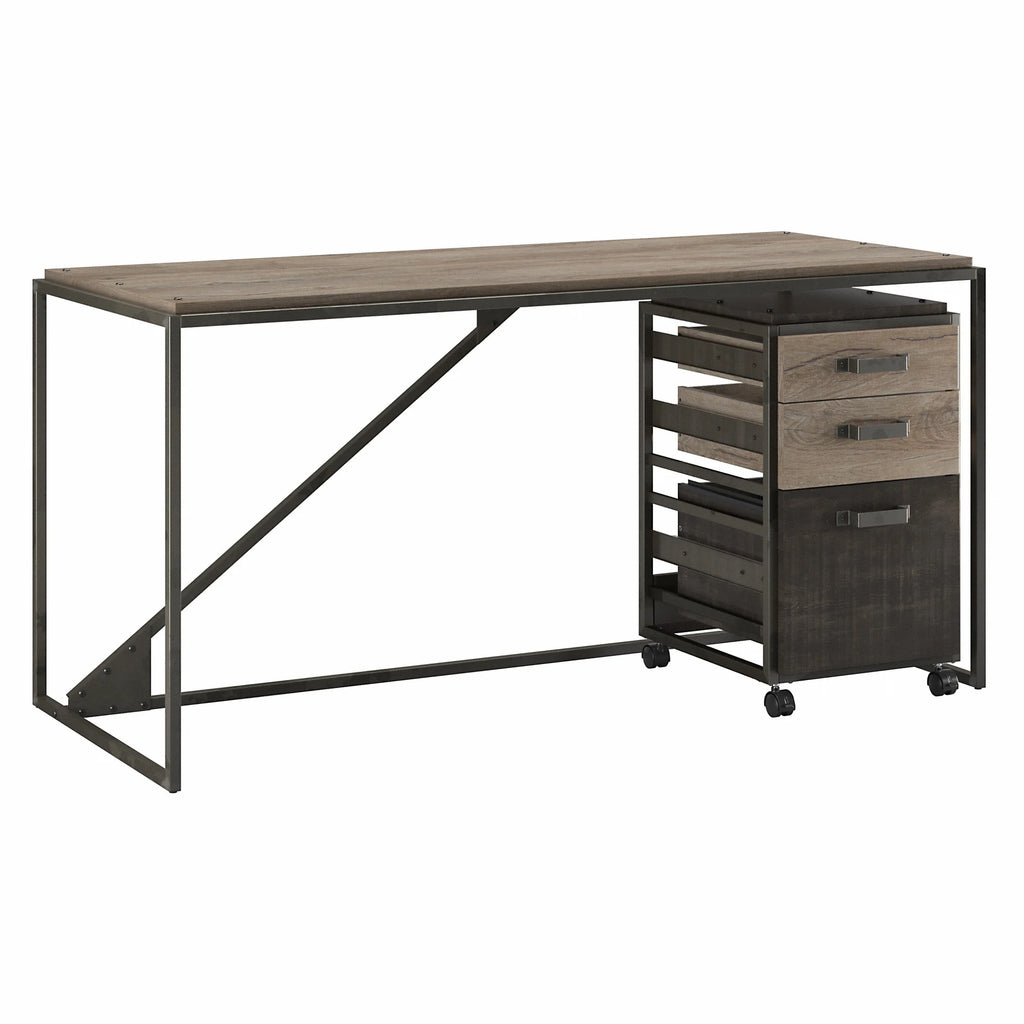 62" Industrial Writing Desk with Mobile File Cabinet R78440