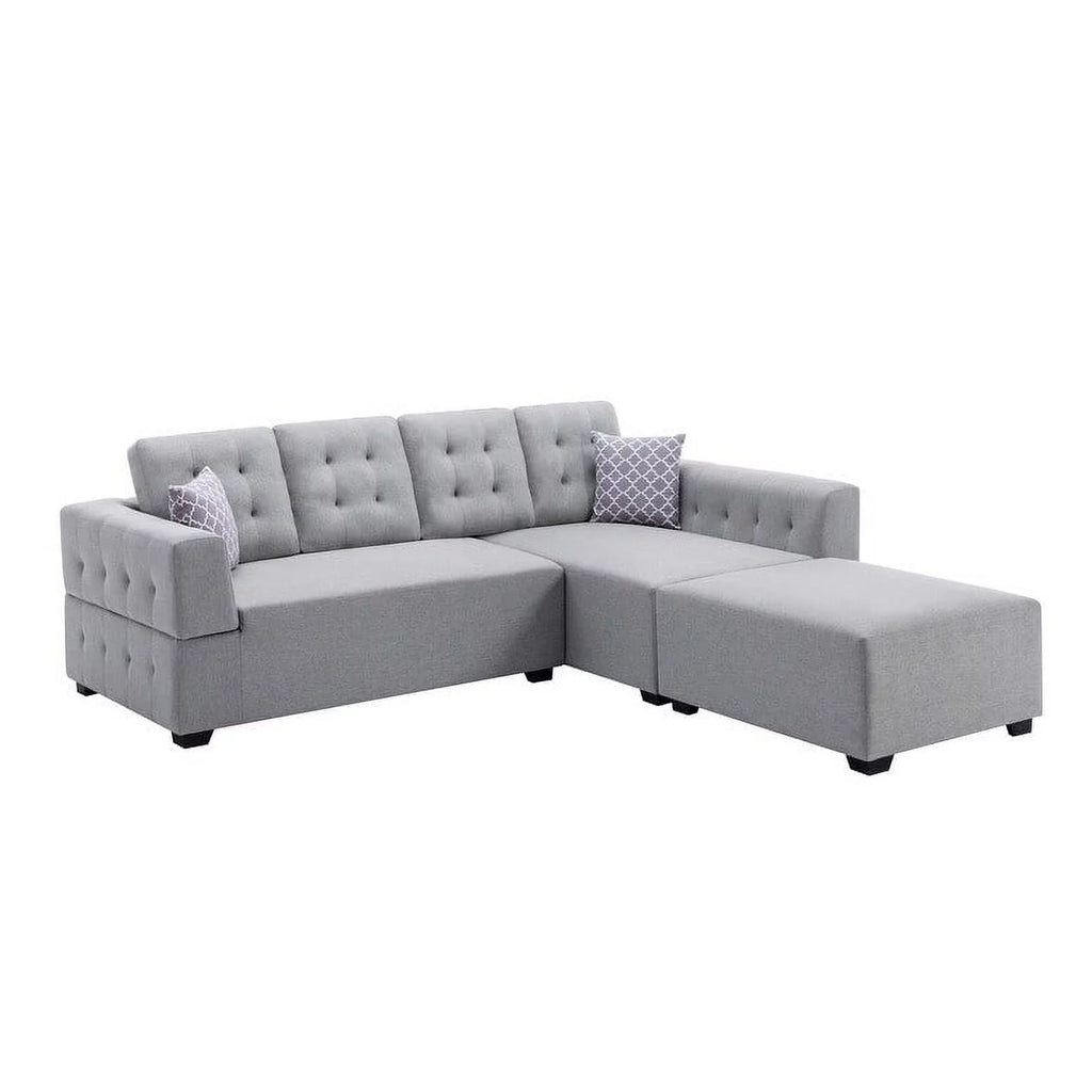 Light Gray Linen Sectional Sofa with Chaise Z62669