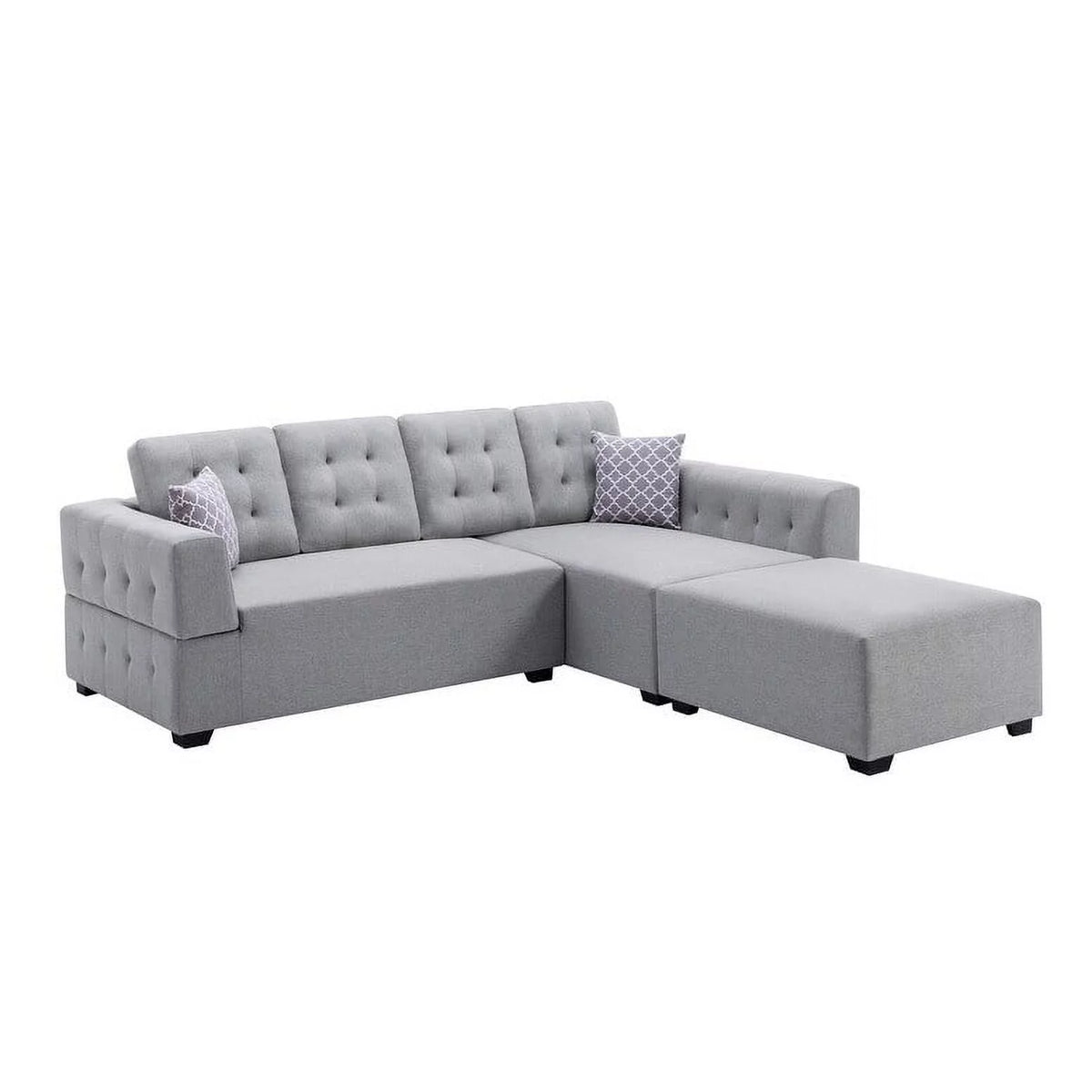 Light Gray Linen Sectional Sofa with Chaise Z62669