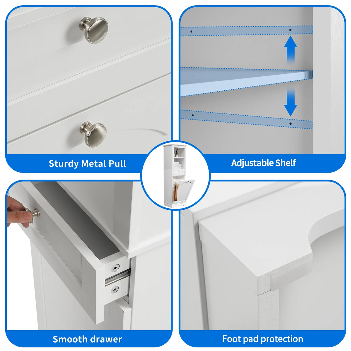 White Tilt Out Laundry Cabinet with Basket C1465