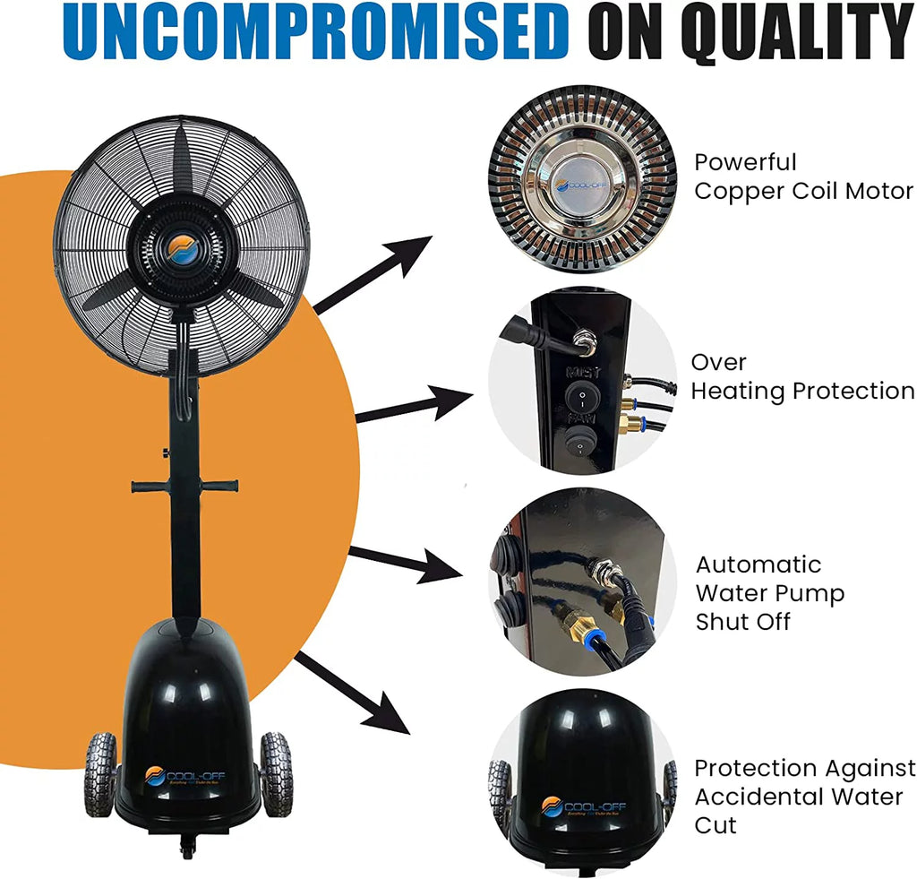 Oscillating Misting Pedestal Fan, 3 Cooling Speeds, 12 Gallon Tank, 26 inch, Black H534486