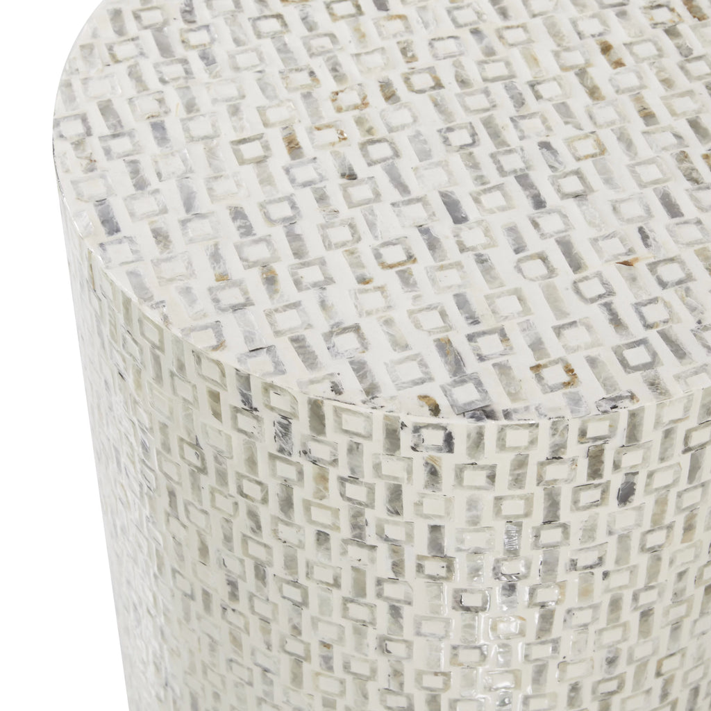 18" x 22" White Mother of Pearl Accent Table with Gold Base T96003