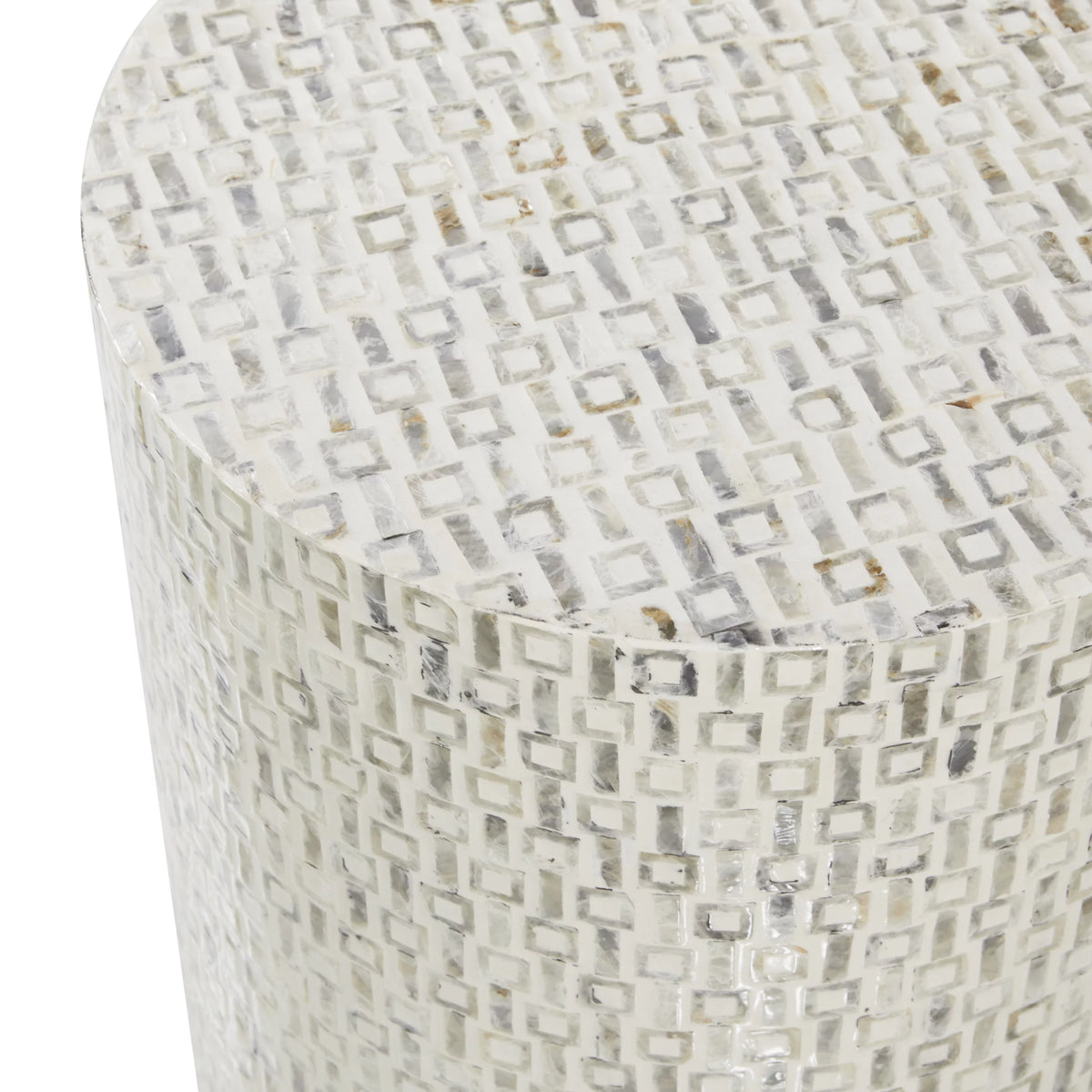 18" x 22" White Mother of Pearl Accent Table with Gold Base T96003