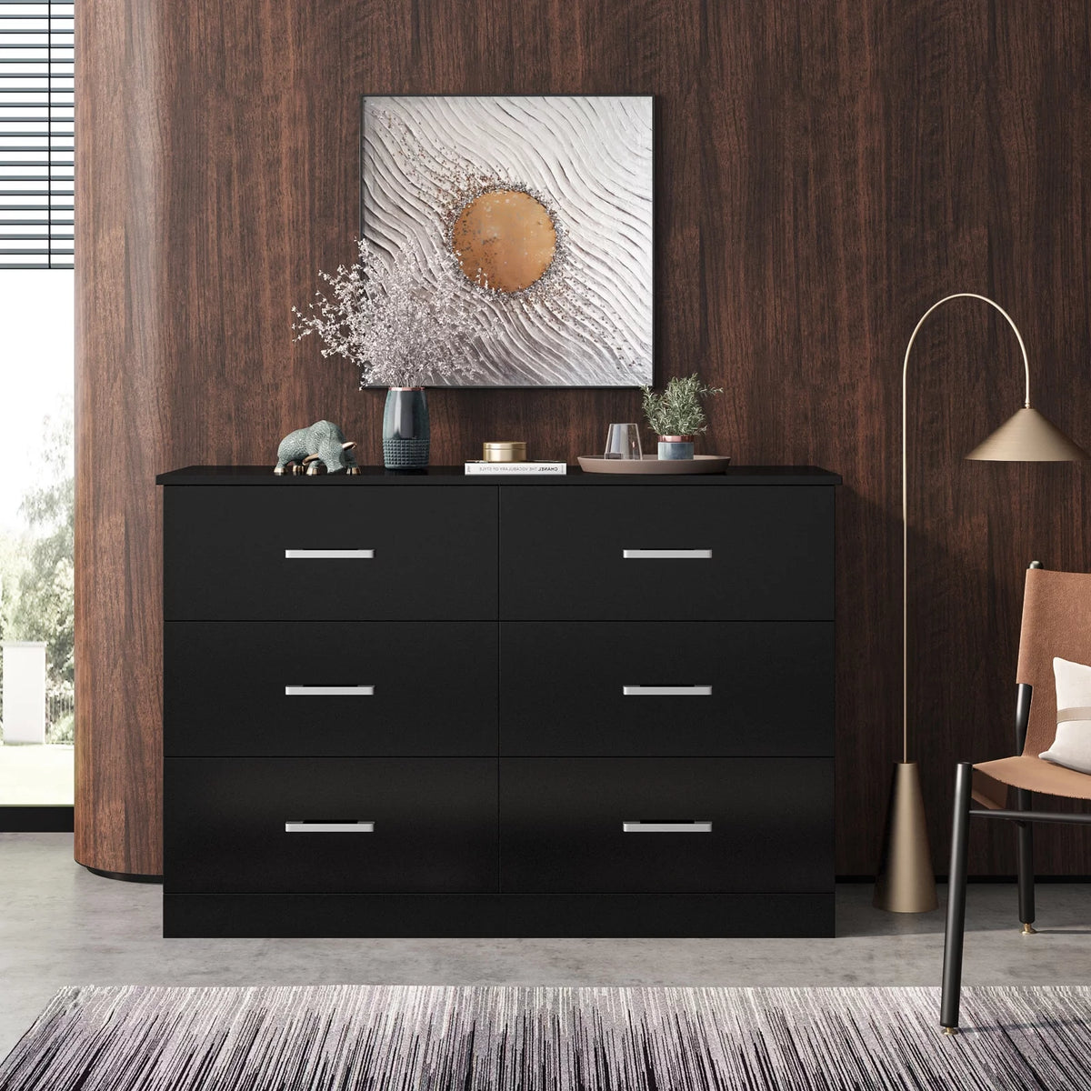 White 6 Drawer Wood Dresser I270635