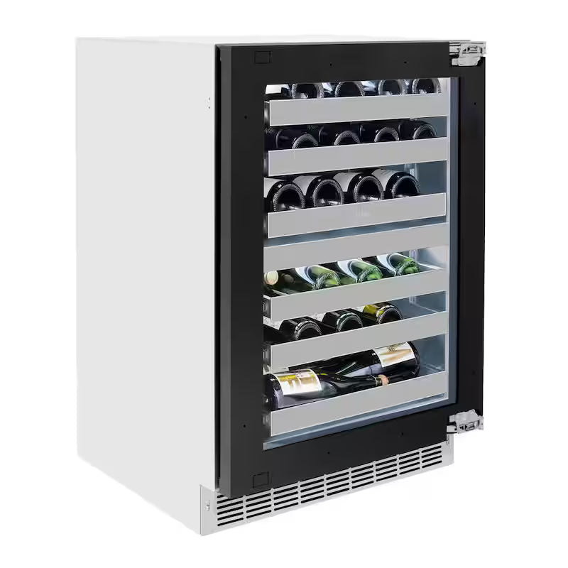 24 in. Dual Zone 44-Bottle Panel Ready Wine Cooler with Glass Door N322833
