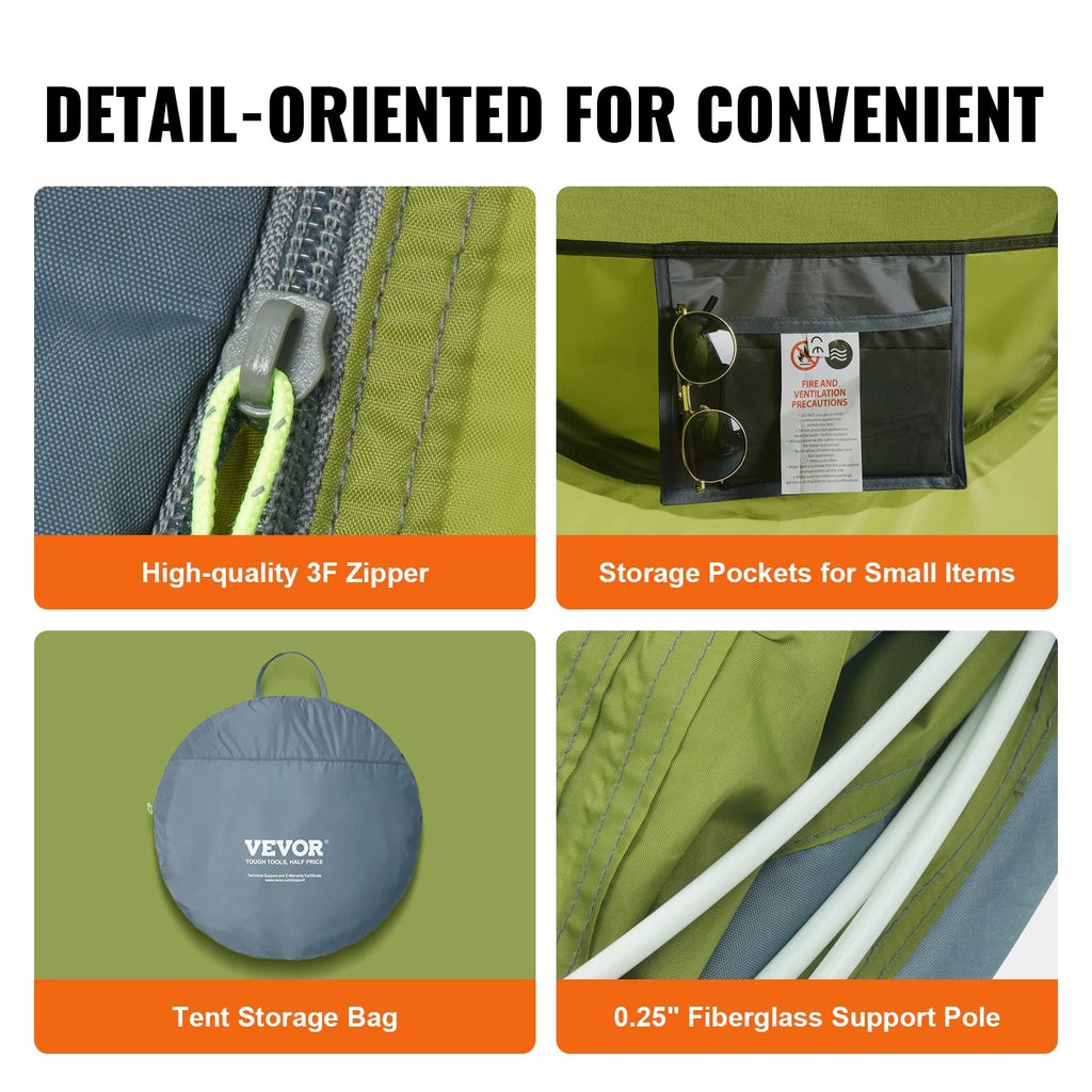 Camping Tent 9.2 x 6.6 x 4.3 ft 4 Person Waterproof Lightweight A446