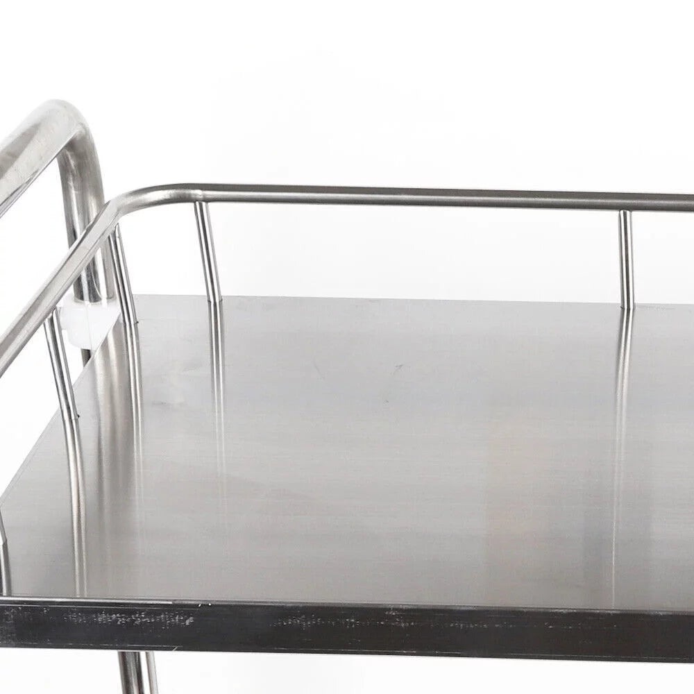 2 Tiers Stainless Steel Rolling Cart Trolley F6678