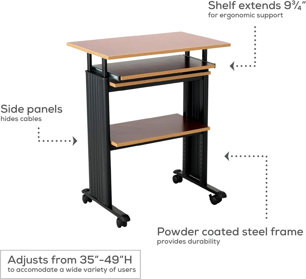 Height-Adjustable Desk with Keyboard Storage and 4 Wheels P745505