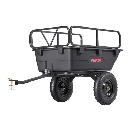 Heavy Duty Tow Behind Steel Dump Cart 17 Cu.Ft. 600lbs Capacity 16in Tires A384300