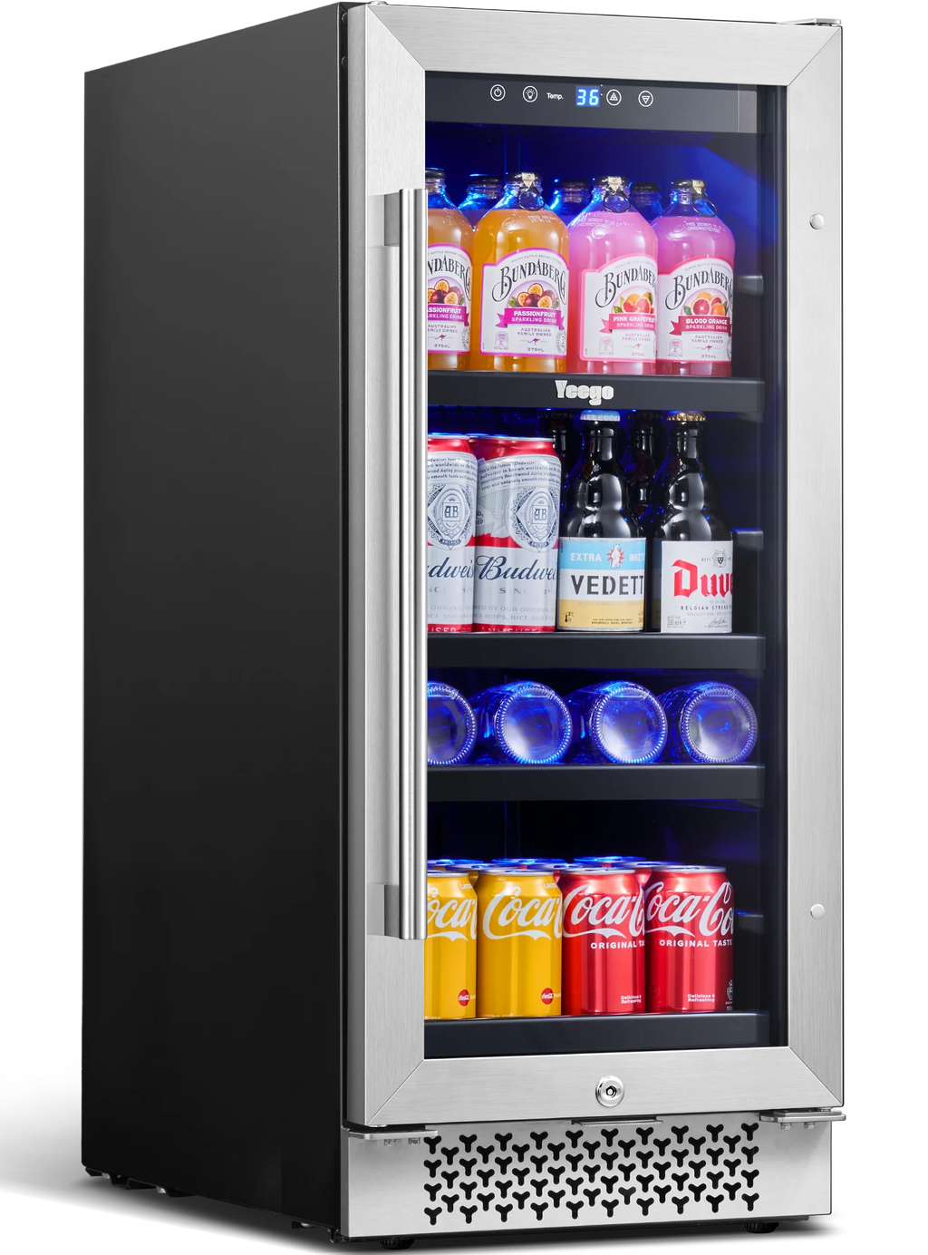 15" 80 Cans Beverage Refrigerator with Glass Door and Lock T614540