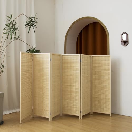 Beige 3.95 FT Tall Bamboo Folding Room Divider D4519