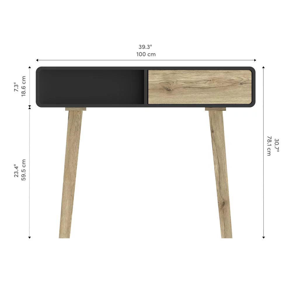 Black Sandy Brown Oak Console Table L9800