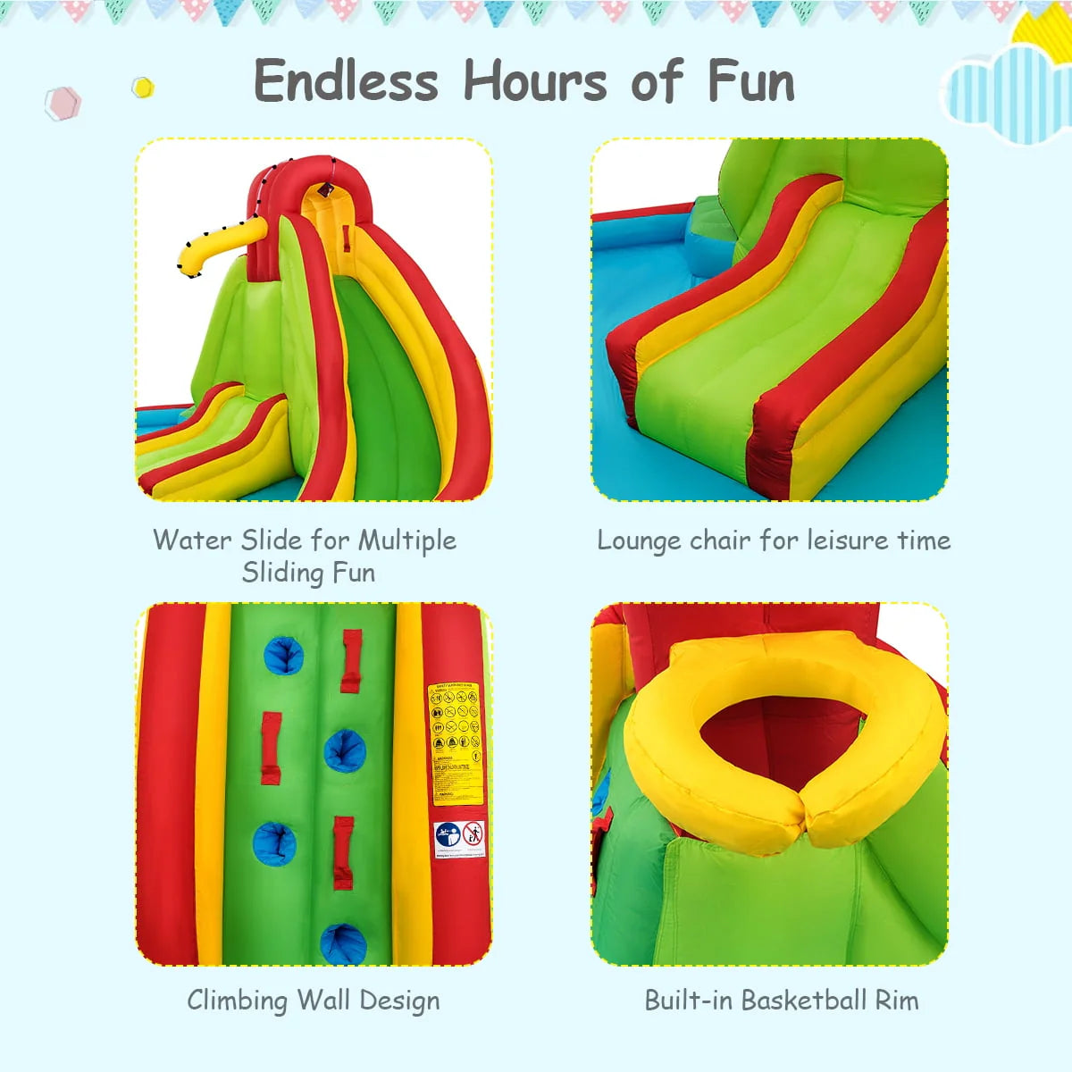 Inflatable Kids Water Slide Park with Splash Pool V755
