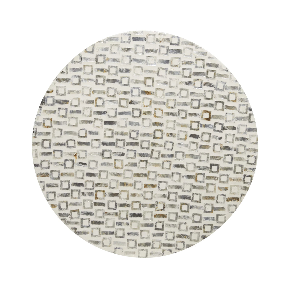 18" x 22" White Mother of Pearl Accent Table with Gold Base T96003