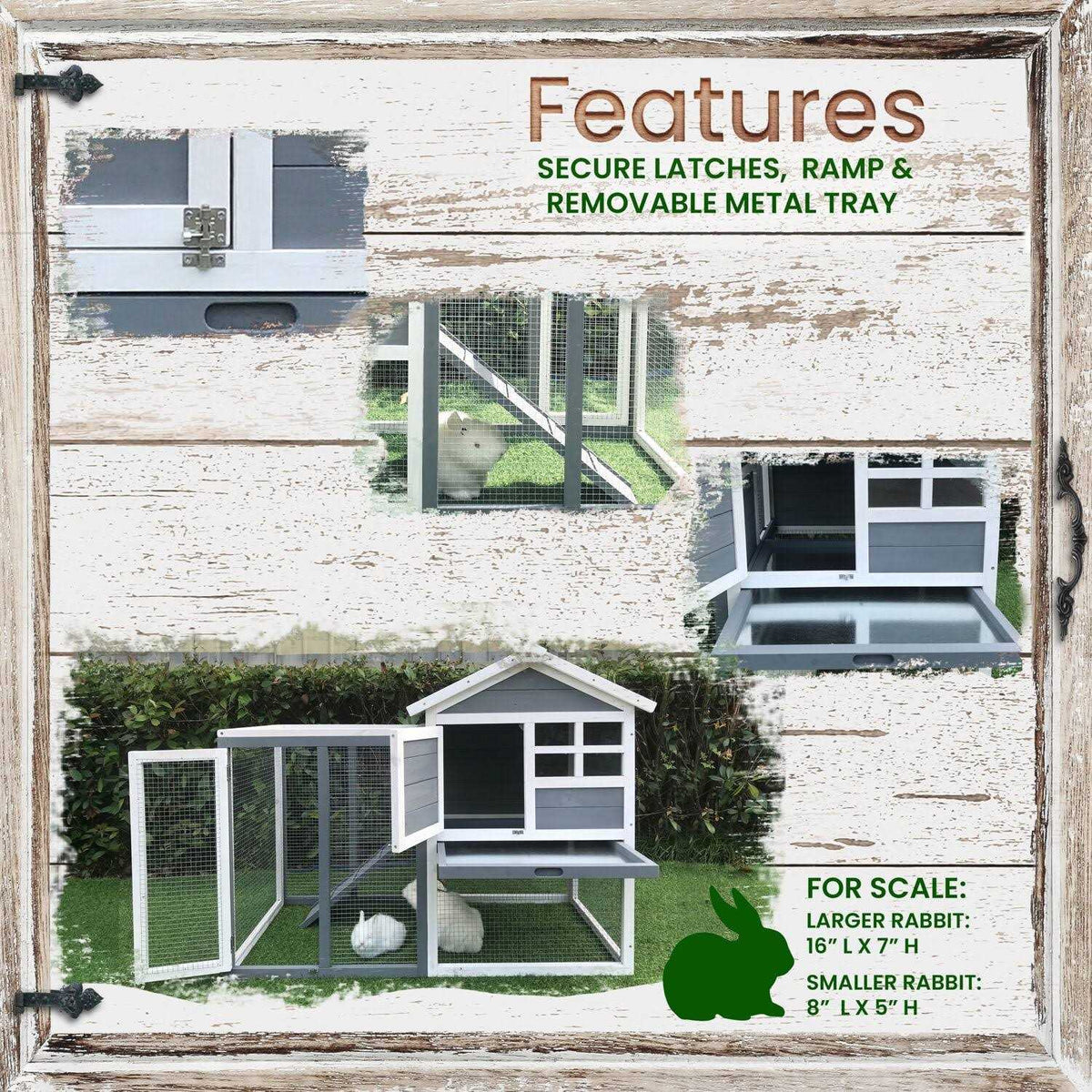 Outdoor Wooden Elevated Rabbit Hutch with Ramp A454591