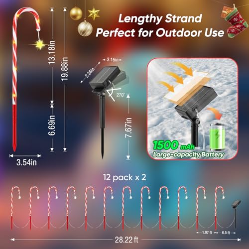 24 Pack 144 LEDs 10 Modes Solar Powered Christmas Lights D4980