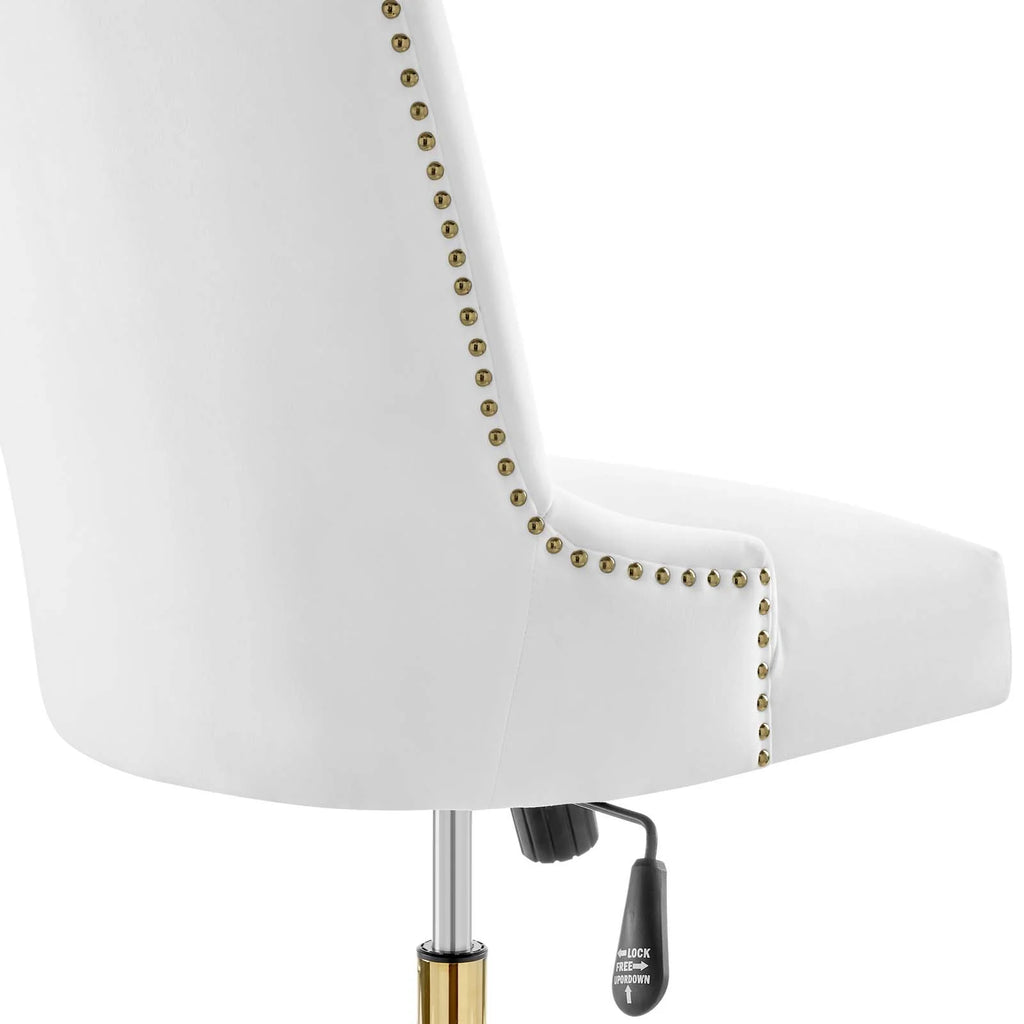 White Gold Channel Tufted Velvet Office Chair Z109929