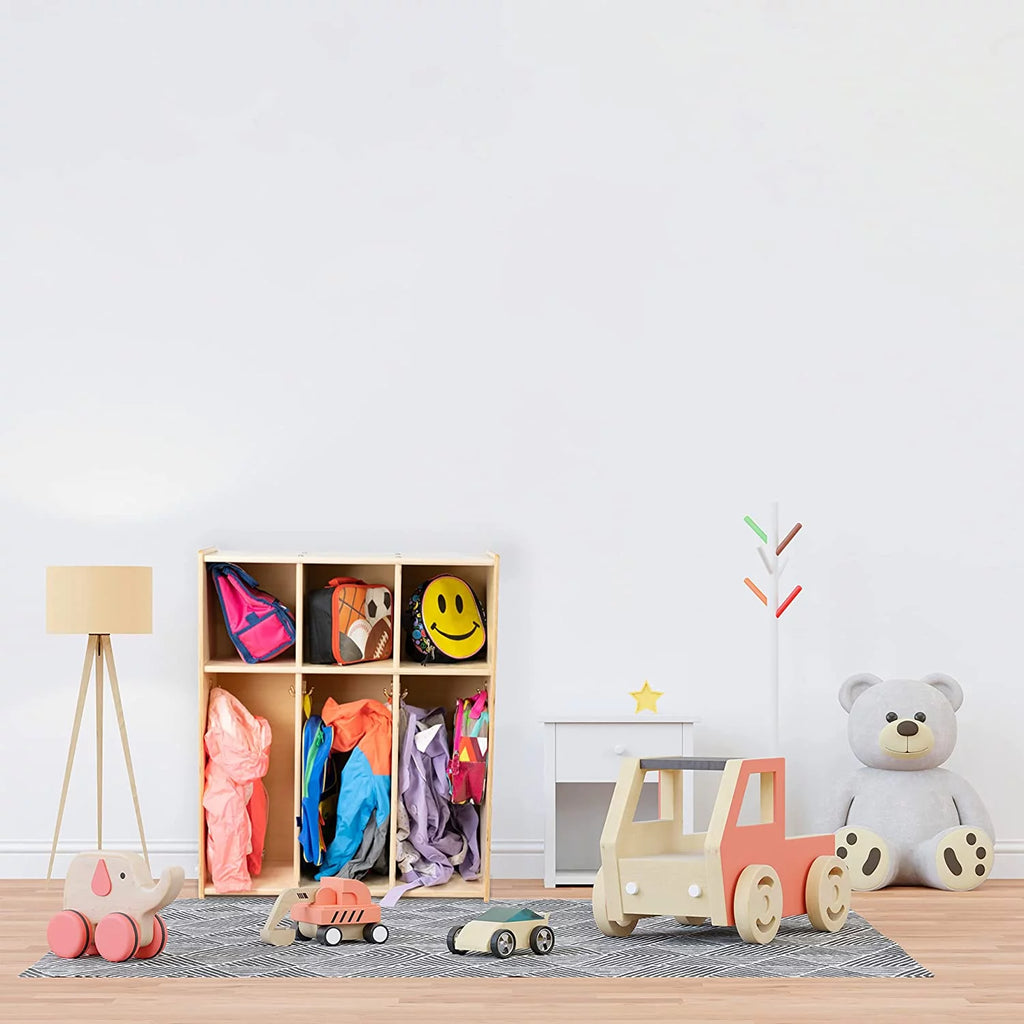 Wooden 3-Section Coat Locker Cubby Rack N892636