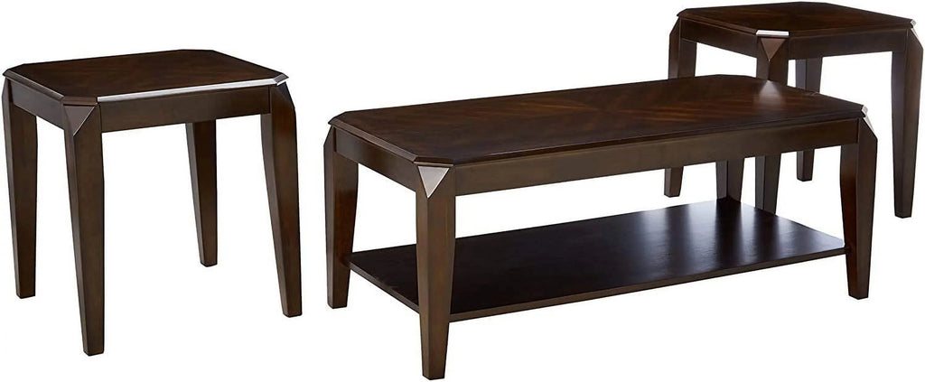 3 Pieces Coffee Table Set Walnut T4842