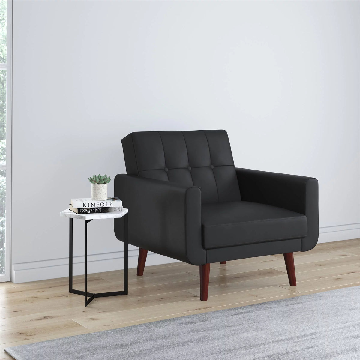 Camel Faux Leather Chair with Arms G8365
