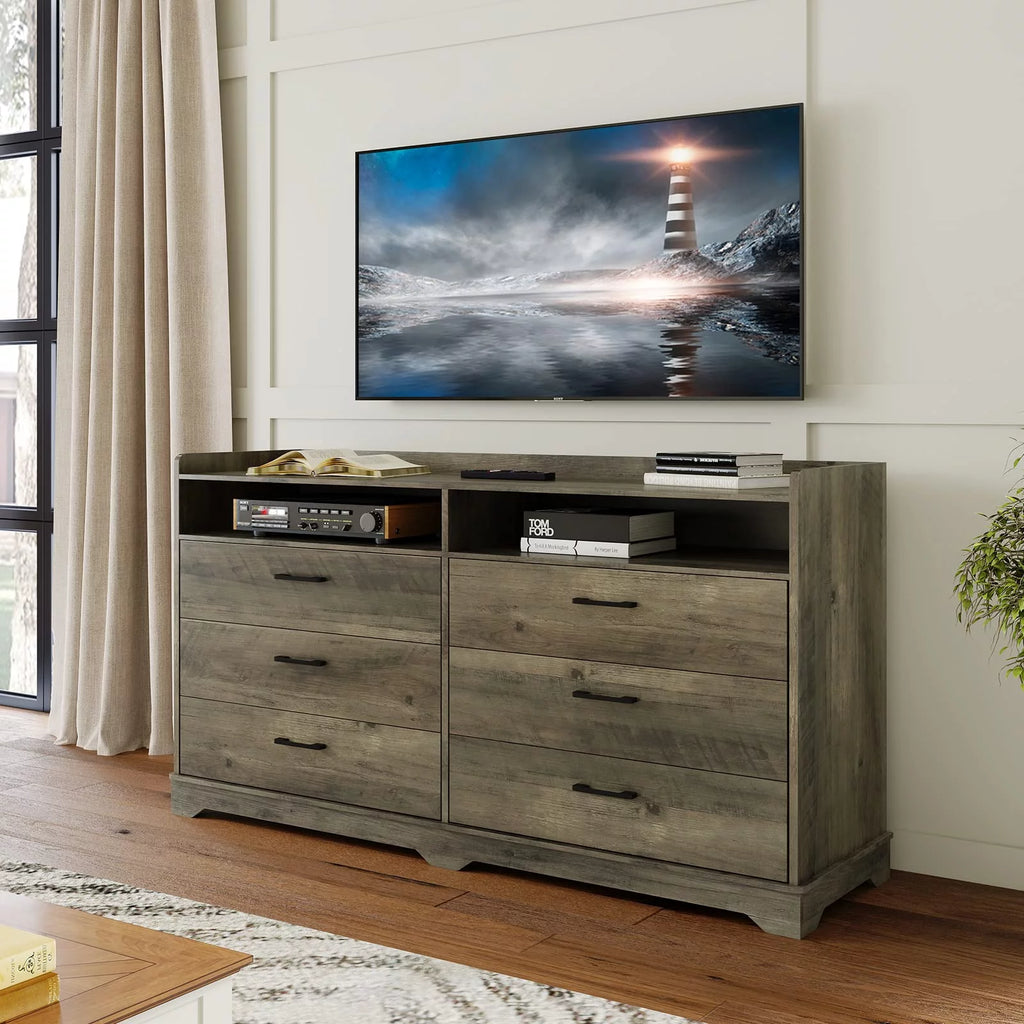 Black 6 Drawers Dresser O40136