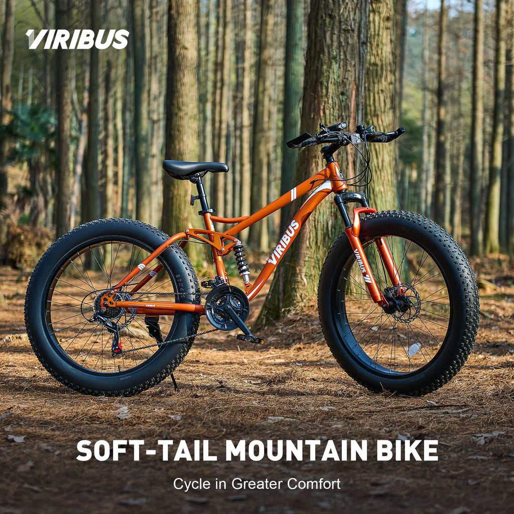 26 Mountain Bike 21 Speed Full Suspension Fat Tire Orange W928797