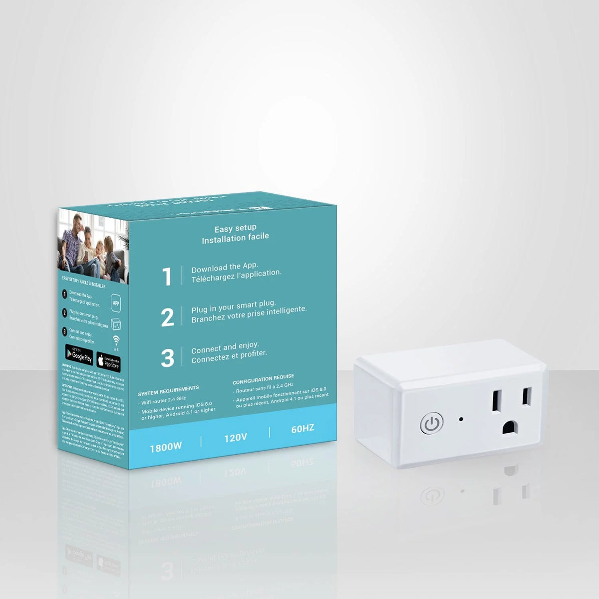 Wi-Fi Smart Electrical Outlet, 1800W, White X289025
