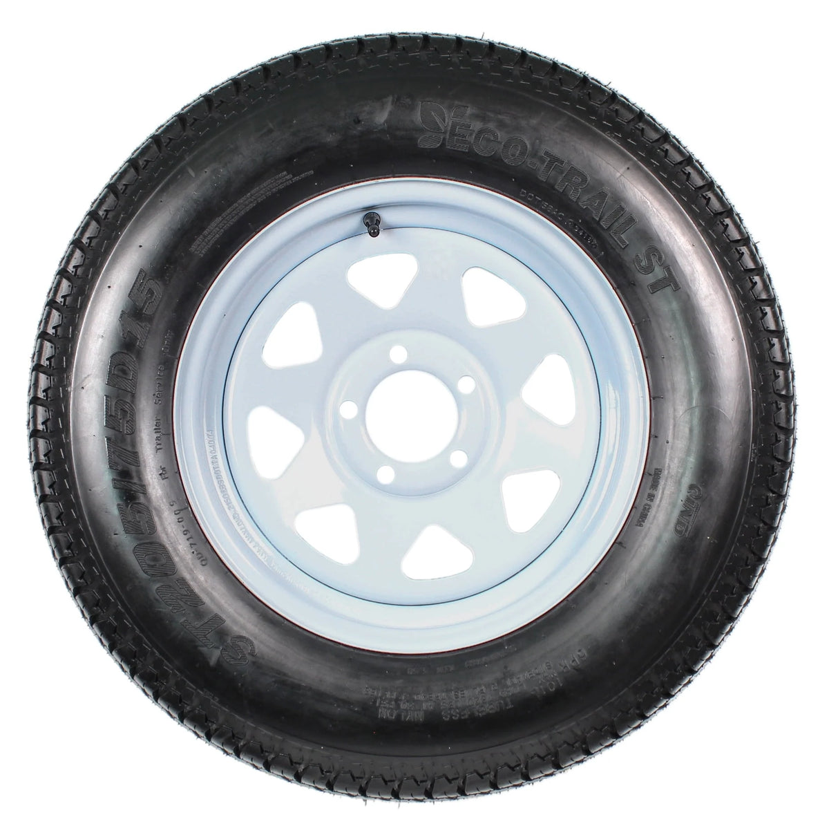 2-Pk Trailer Tire On Rim ST205/75D15 5 Hole White Spoke Wheel M592