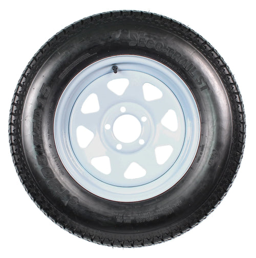 2-Pk Trailer Tire On Rim ST205/75D15 5 Hole White Spoke Wheel M592