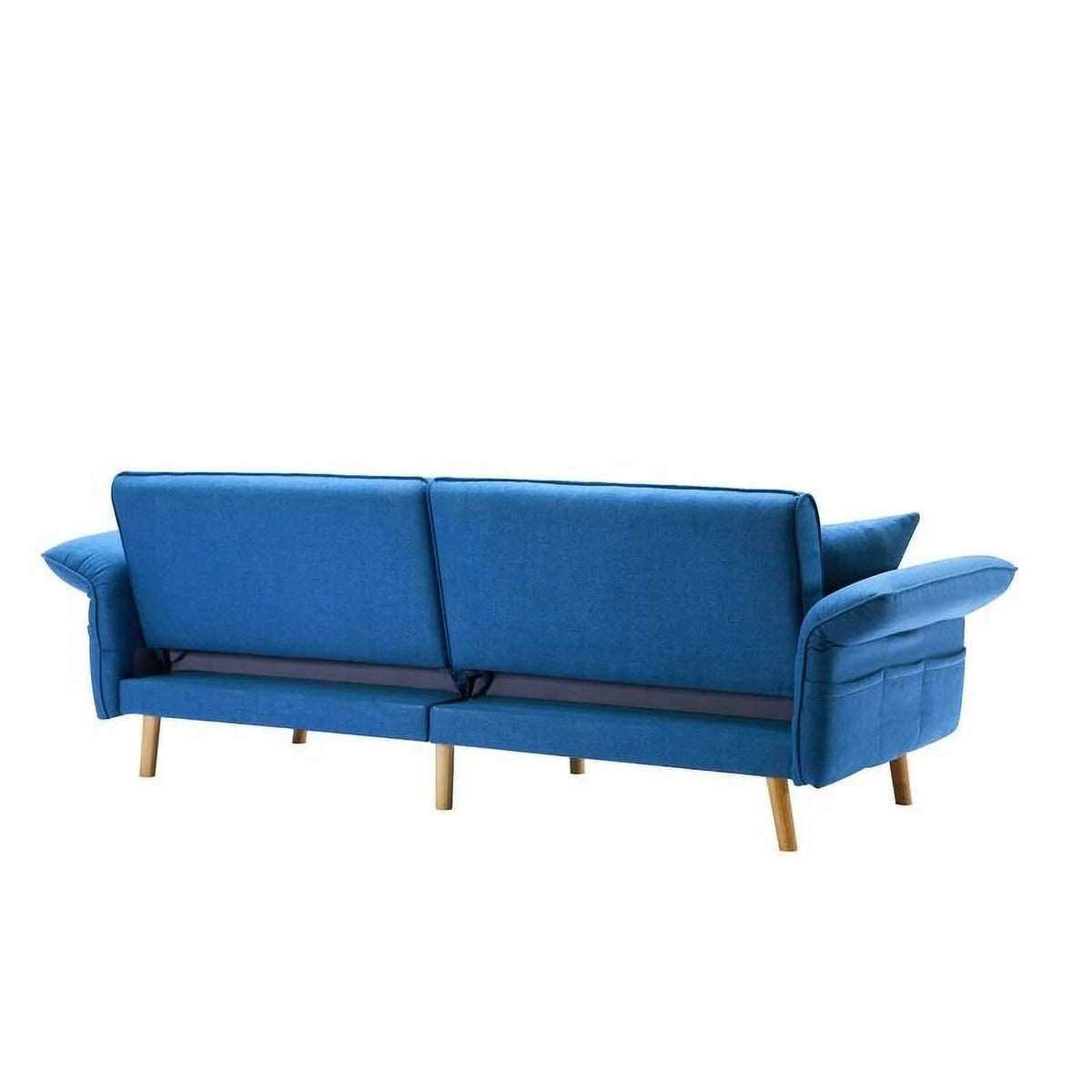 Convertible Futon Sofa Bed with Adjustable Armrest/Backrest Blue U287549