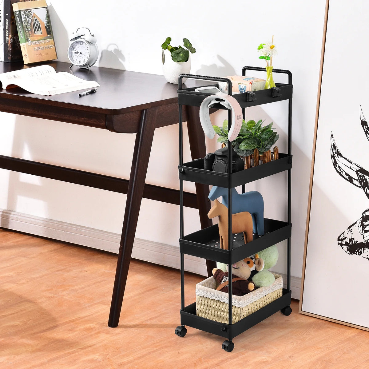 4 Tier Slim Storage Cart with Wheels, 2 Pack E36510