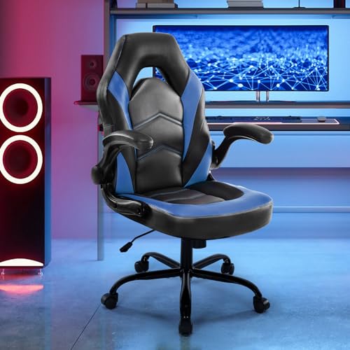 Blue Ergonomic Gaming Chair with Flip-up Armrests S4403