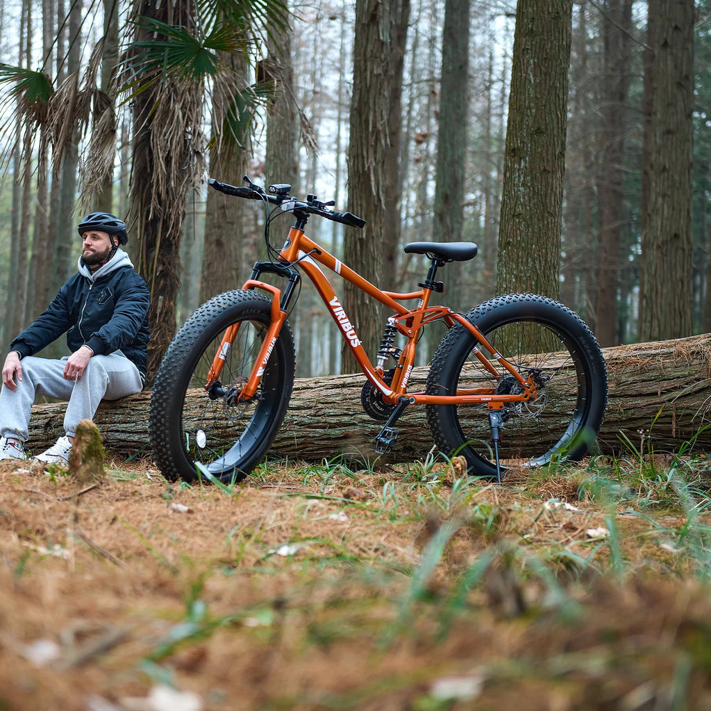 26 Mountain Bike 21 Speed Full Suspension Fat Tire Orange W928797
