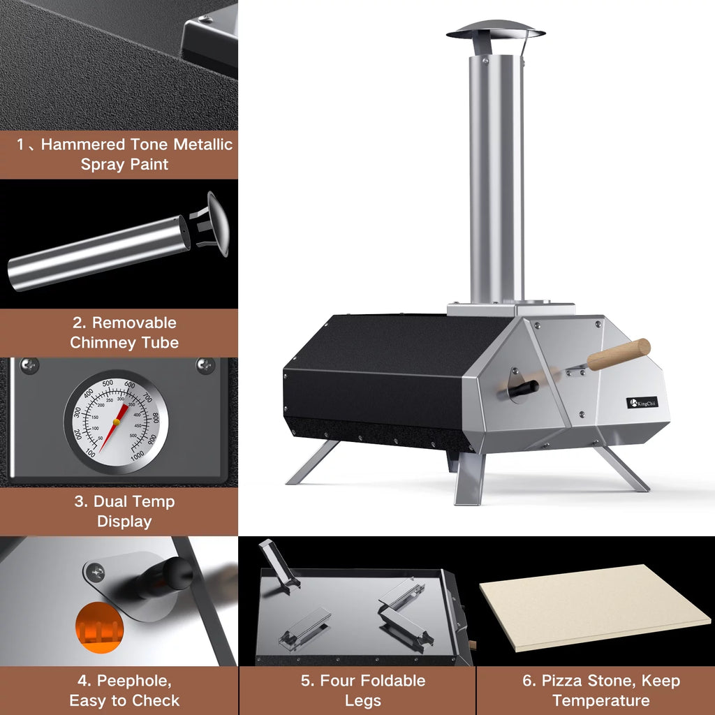 13 Wood Pellet Stainless Steel Pizza Oven with Foldable Legs O89609