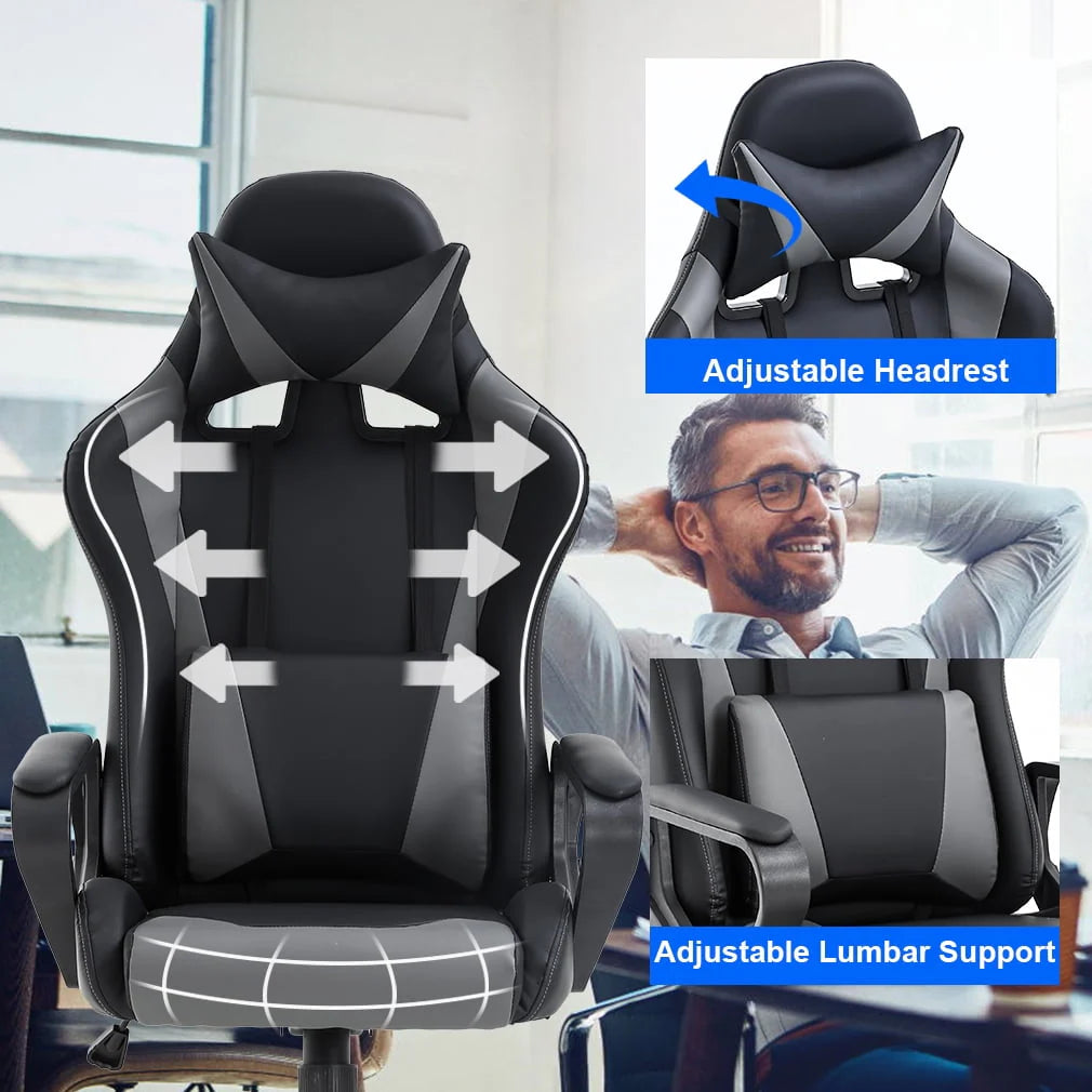 White PU Leather Ergonomic Swivel Office Chair A22295