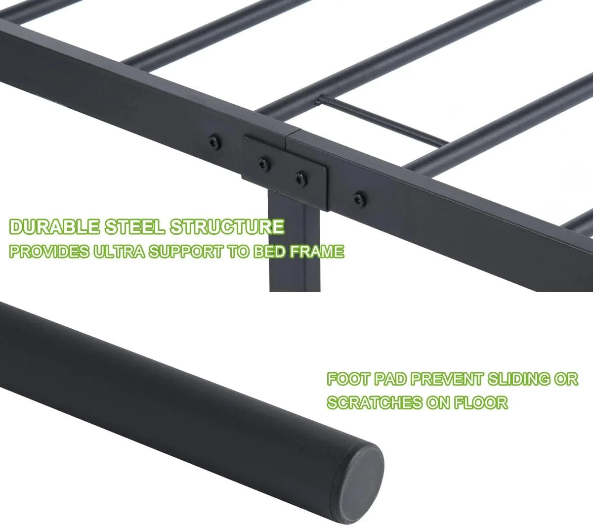 Queen Size Metal Platform Bed Frame with Headboard D93964