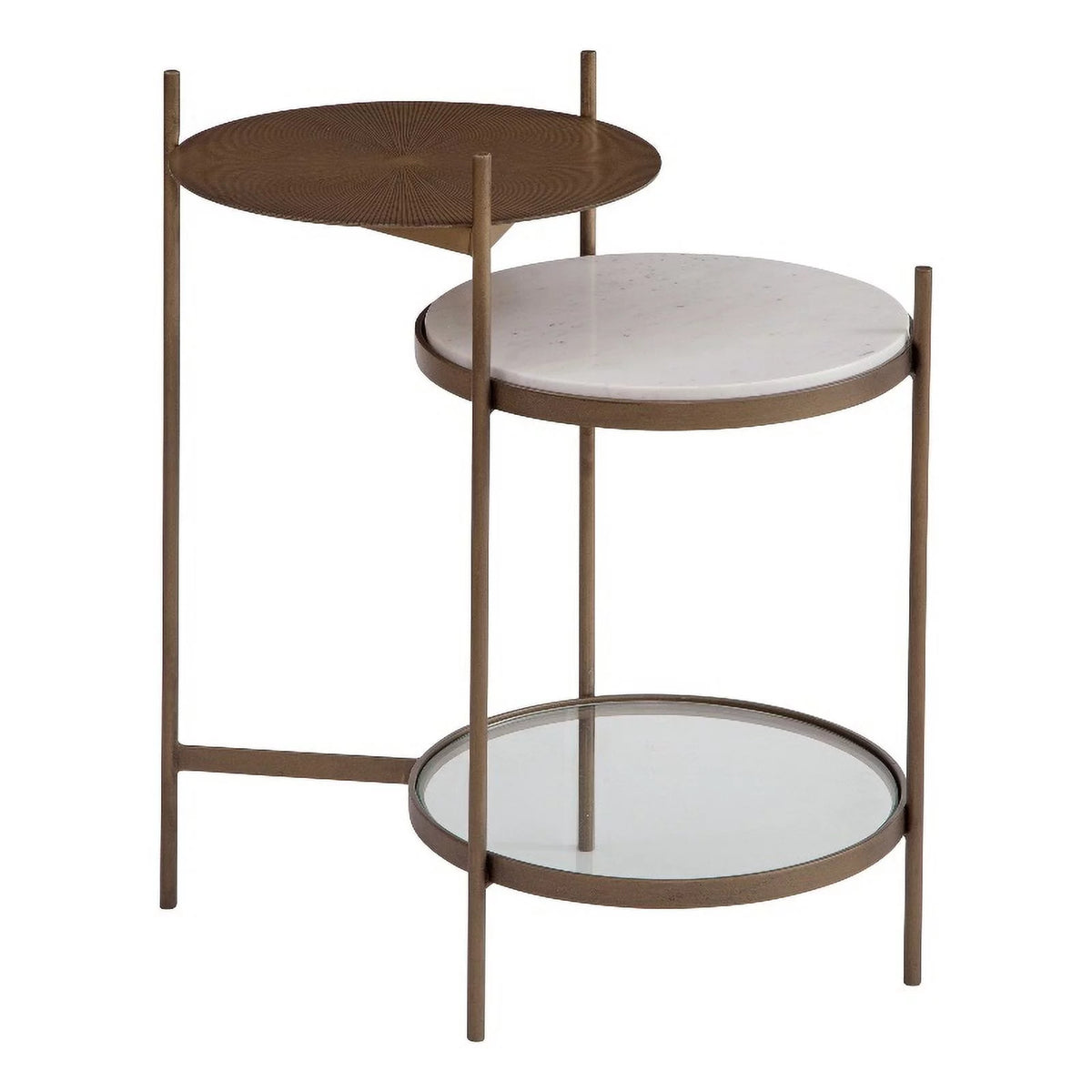 Gold Accent Table with Marble Shelf P181