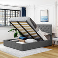 Queen Size Grey Upholstered Platform Bed with Lift Up Storage C767