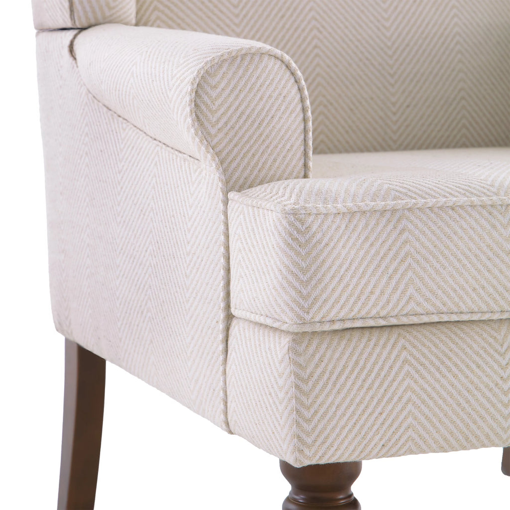 Tan Twill Upholstered Wingback Accent Chair with Solid Wood Legs I8951