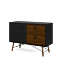Black Matte Walnut 1 Door 2 Drawer Sideboard S9397