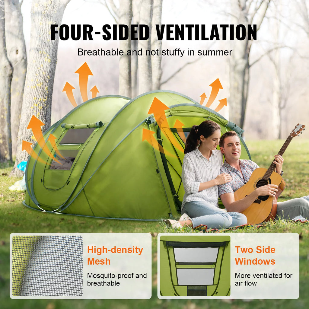 Camping Tent 9.2 x 6.6 x 4.3 ft 4 Person Waterproof Lightweight A446