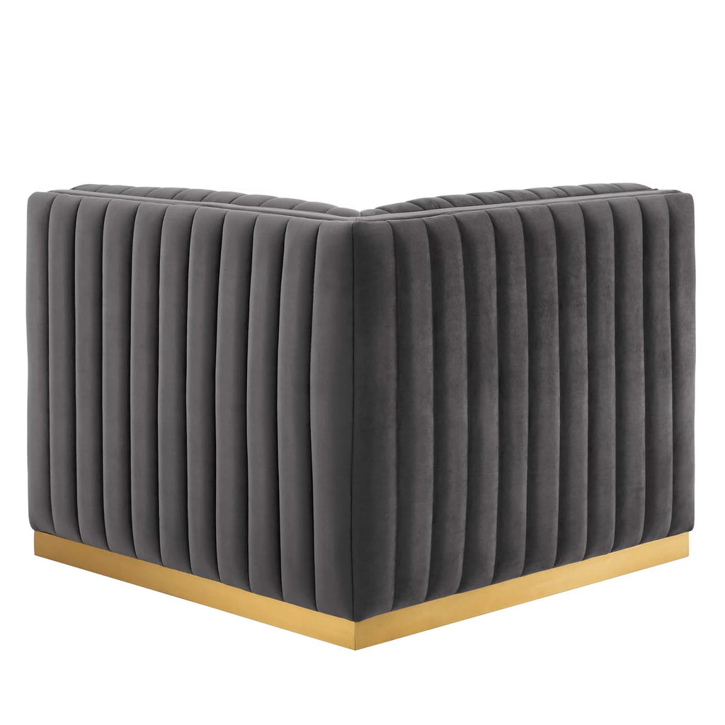 Gold Gray Performance Velvet Left Corner Chair V111