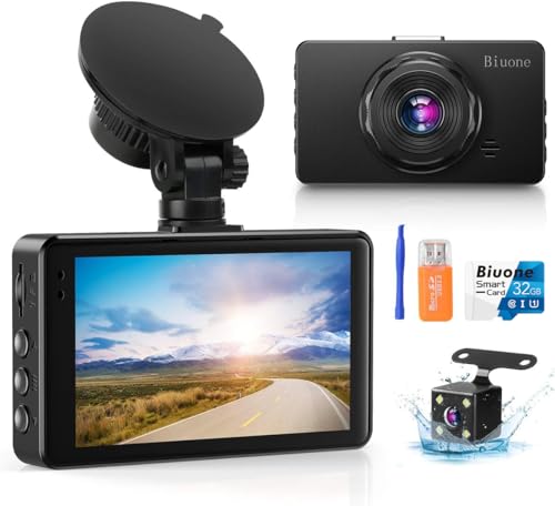Dash Cam Front and Rear 1080P with 32G Card Night Vision J714