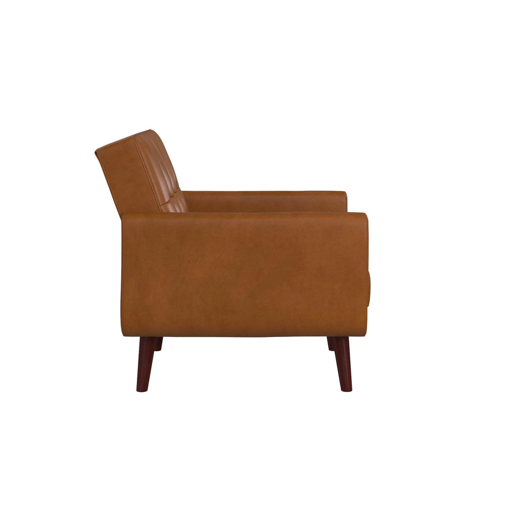 Camel Faux Leather Chair with Arms G8365