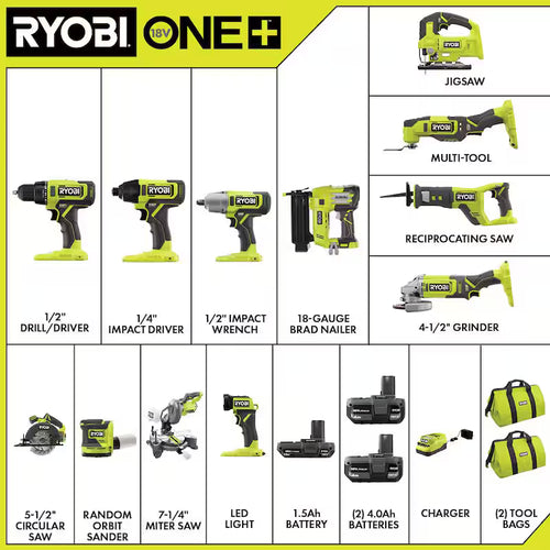 18V Cordless 12-Tool Combo Kit with Battery and Charger S4425