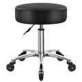 Heavy Duty Rolling Stool with Wheels Hydraulic Swivel Adjustable Ergonomic Thick Leather Seat Black C67375