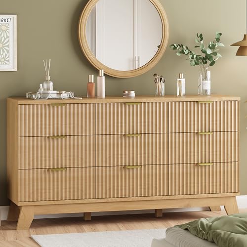 9 Drawer Fluted Wood Dresser X5058