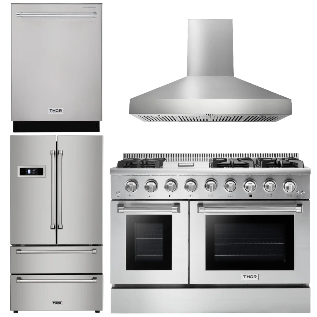48 Propane Gas Range, Range Hood, Refrigerator & Dishwasher Package X235
